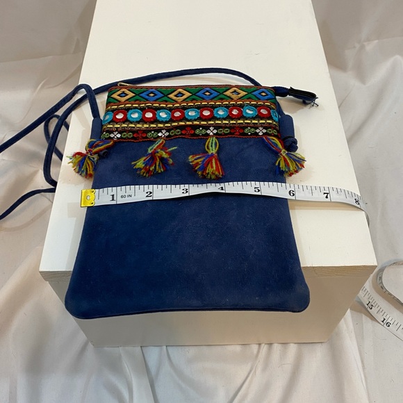 Vintage crossbody navy tassel purse thin strap - Picture 7 of 7